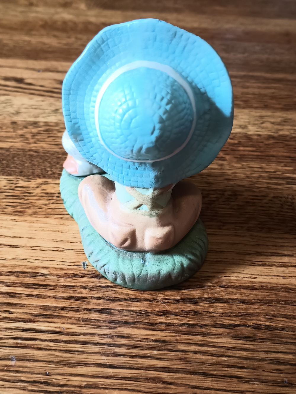 Hand-Painted Ceramic Boy and Geese Figurine in Blue and Green - Picture 2 of 9